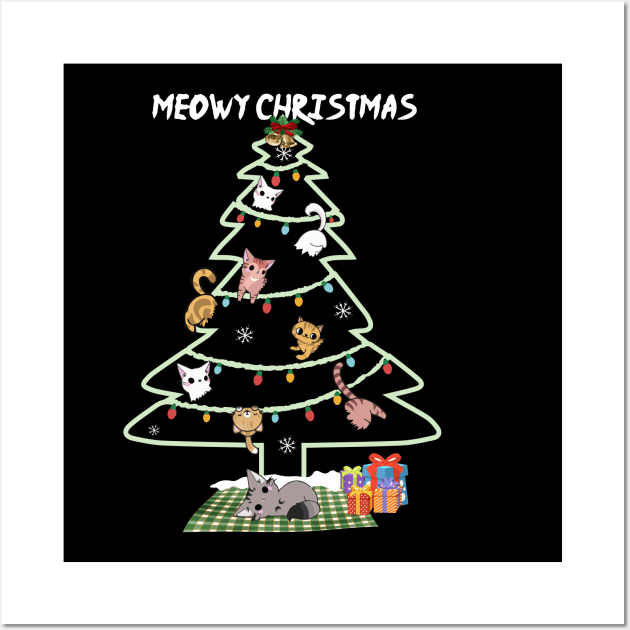 Merry Catmas Funny Cat Mom Cat Dad Christmas Cat Wall Art by igybcrew